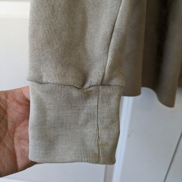 Closed Cardigan Women's Small Gray Tan Goat Skin Cotton Draped Front Jacket - Picture 8 of 9